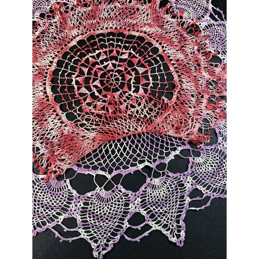 Large 26" Layered Purple &‎ Pink Handmade Doily - Picture 4 of 5